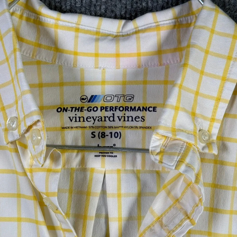 Vineyard Vines Button Down Boys S 8-10 Yellow White OTG Performance Shirt